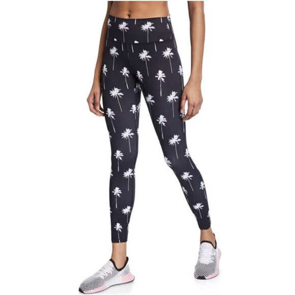 Spiritual Gangster Palm Tree Leggings Women's Size Small Black White High Rise S - Picture 1 of 9